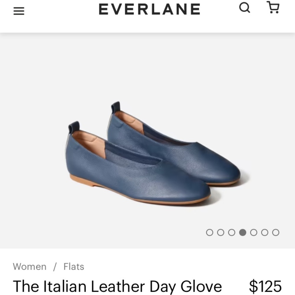 Everlane The Italian Leather Day Glove ballet flats, size 8 in navy
